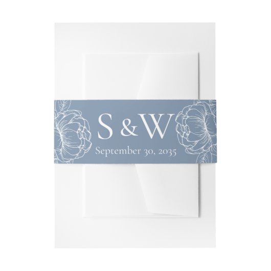 Moderne Boho Periwinkle Blue Floral Minimal Weddin Uitnodigingen Wikkel (Voorkant Voorbeeld)