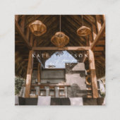 Moderne Boho Photo Business Card Template Vierkante Visitekaartje (Voorkant)