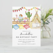 Moderne Boho Picknick Verjaardagsfeestje Kaart (Staand voorkant)
