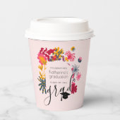 Moderne Boho Pink Arch Bloemen Afstudeerfeest Papieren Bekers (Voorkant)