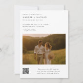 Moderne Boho QR CODE Eenvoudig 2 foto bruiloft Kaart (Achterkant)