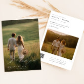 Moderne Boho QR CODE Eenvoudig 2 foto bruiloft Kaart