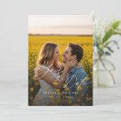 Moderne Boho QR Code Fotobruiloft Bewaar de datum Kaart (Staand voorkant)