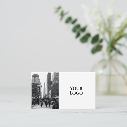 Moderne Boho QR Code Zwart-wit met foto Visitekaartje (Staand voorkant)