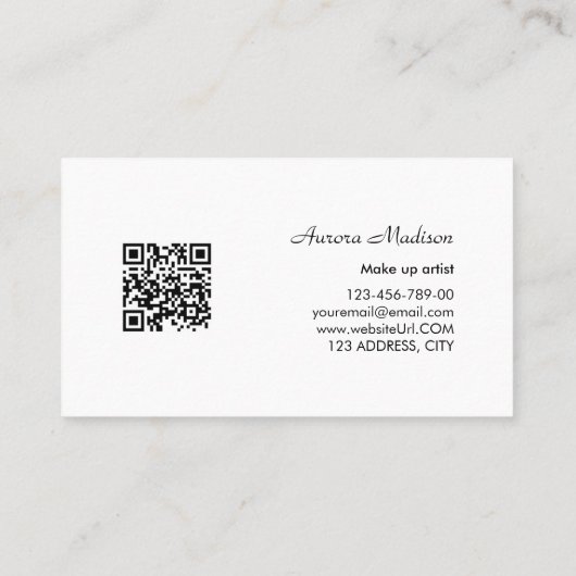 Moderne Boho QR Code Zwart-wit met foto Visitekaartje (Achterkant)