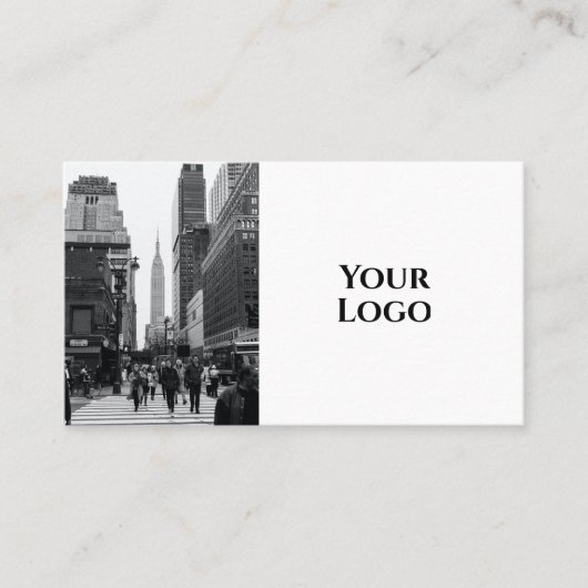 Moderne Boho QR Code Zwart-wit met foto Visitekaartje (Voorkant)