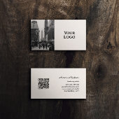 Moderne Boho QR Code Zwart-wit met foto Visitekaartje