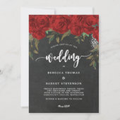 Moderne Boho Red Bloemenbruiloft uitnodiging (Voorkant)