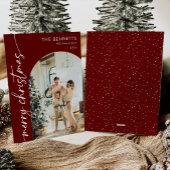 Moderne Boho Red Merry Christmas Arch Foto Feestdagenkaart