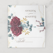 Moderne Boho Red Rose lente bruiloft Plaatskaartje (Buitenkant ongevouwen)