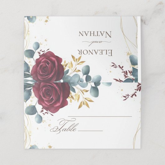 Moderne Boho Red Rose lente bruiloft Plaatskaartje (Buitenkant ongevouwen)