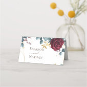 Moderne Boho Red Rose lente bruiloft Plaatskaartje (Achterkant)