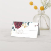 Moderne Boho Red Rose lente bruiloft Plaatskaartje (Voorkant)