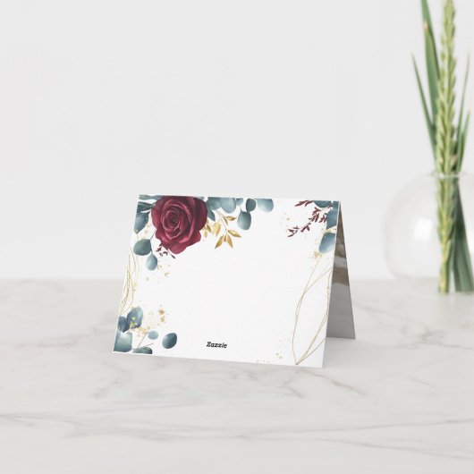 Moderne Boho Red Rose Spring Summer Wedding Bedankkaart (Achterkant)