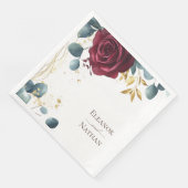 Moderne Boho Red Rose Waterverf Zomerbruiloft Servet (Hoek)