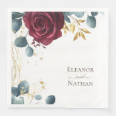 Moderne Boho Red Rose Waterverf Zomerbruiloft Servet (Voorkant)