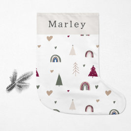 Moderne Boho Regenboog en Hart Print Kleine Kerstsok