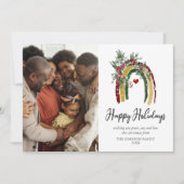 Moderne Boho Regenboog Foto Kerst Vakantiekaart Feestdagenkaart (Voorkant)