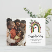 Moderne Boho Regenboog Foto Kerst Vakantiekaart Feestdagenkaart (Staand voorkant)