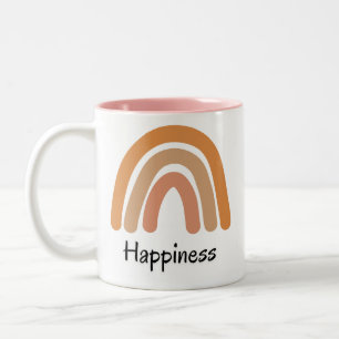 Moderne boho regenboog geluk typografie tweekleurige koffiemok