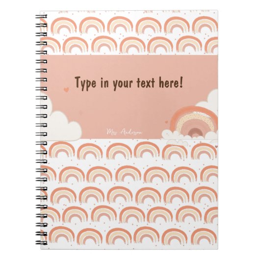Moderne Boho Regenboog Gepersonaliseerde Binder, o Notitieboek (Voorkant)