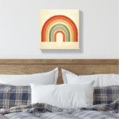 Moderne Boho Regenboog Kunst - Minimalistische Ter Canvas Afdruk (Insitu (Slaapkamer))