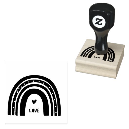 Moderne Boho Regenboog met Kleine Hart Accent Rubberstempel (Gestempeld)