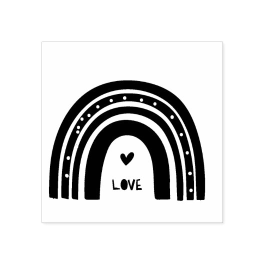 Moderne Boho Regenboog met Kleine Hart Accent Rubberstempel (Afrduk)
