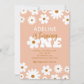 Moderne Boho Retro Daisy Een Verjaardagsfeestje Kaart (Voorkant)