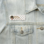 Moderne Boho Retro  geruit patroonfoto Naamplaatje (In situ)