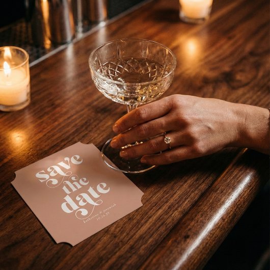 Moderne Boho Retro Typografie Huwelijk Save the Da Kartonnen Onderzetters