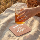 Moderne Boho Retro Typografie Huwelijk Save the Da Kartonnen Onderzetters