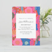 Moderne Boho Rode Bloemen 80e Verjaardagsfeestje Kaart (Staand voorkant)