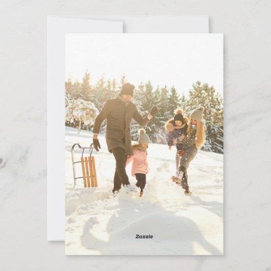 Moderne Boho Rode Bloemen Elegante Kerstfoto Feestdagenkaart (Achterkant)