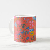 Moderne Boho Rode Bloemige Wilde Bloemen Koffiemok (Voorkant links)