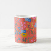 Moderne Boho Rode Bloemige Wilde Bloemen Koffiemok (Center)