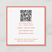 Moderne Boho Rode Bloemige Wilde Bloemen QR Code Vierkante Visitekaartje (Achterkant)