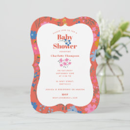 Moderne Boho Rode Bloemrijke Wilde Bloemen Baby Sh Kaart