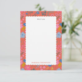 Moderne Boho Rode Bloemrijke Wilde Bloemen Bedankkaart