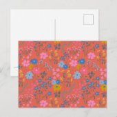Moderne Boho Rode Bloemrijke Wilde Bloemen Briefkaart (Voorkant / Achterkant)