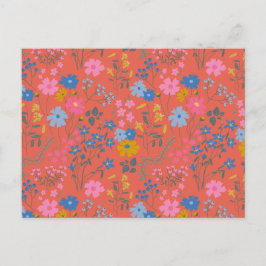 Moderne Boho Rode Bloemrijke Wilde Bloemen Briefkaart
