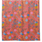 Moderne Boho Rode Bloemrijke Wilde Bloemen Douchegordijn (Voorkant)