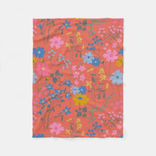 Moderne Boho Rode Bloemrijke Wilde Bloemen Fleece Deken
