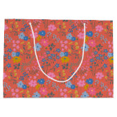 Moderne Boho Rode Bloemrijke Wilde Bloemen Groot Cadeauzakje (Achterkant)