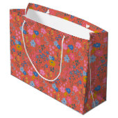 Moderne Boho Rode Bloemrijke Wilde Bloemen Groot Cadeauzakje (Achterkant Gekanteld)