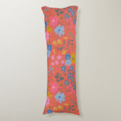 Moderne Boho Rode Bloemrijke Wilde Bloemen Lichaamskussen (Voorkant Verticaal)