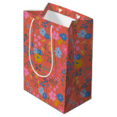 Moderne Boho Rode Bloemrijke Wilde Bloemen Medium Cadeauzakje (Achterkant Gekanteld)