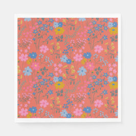 Moderne Boho Rode Bloemrijke Wilde Bloemen Servet