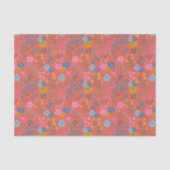 Moderne Boho Rode Bloemrijke Wilde Bloemen Tissuepapier (Voorkant)