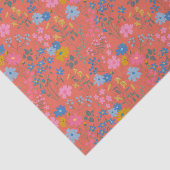 Moderne Boho Rode Bloemrijke Wilde Bloemen Tissuepapier (Detail)